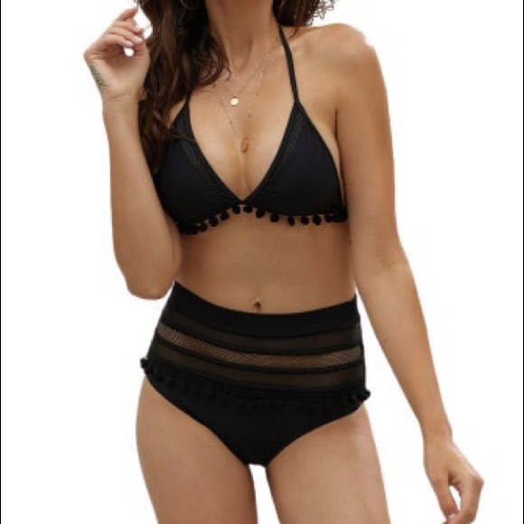 Black High Waist Retro Bikini - Picture 5 of 9